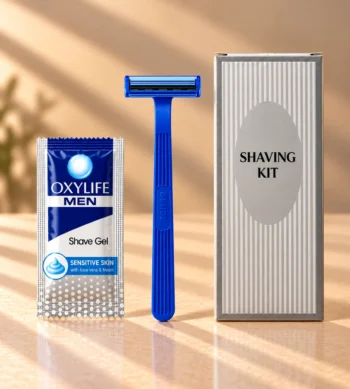 Hotel Shaving Kit with Shaving Gel & Disposable Razor - Elite Boxed Edition (Single Use)